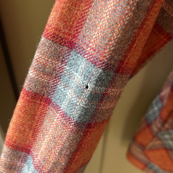 Pendleton Vintage Sz L Petite Wool Plaid Light Weight Cardigan Blazer Fall Tones - Picture 7 of 14